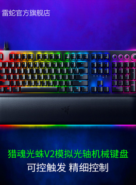 Razer雷蛇猎魂光蛛V2模拟光轴RGB背光电脑电竞游戏机械键盘带腕托