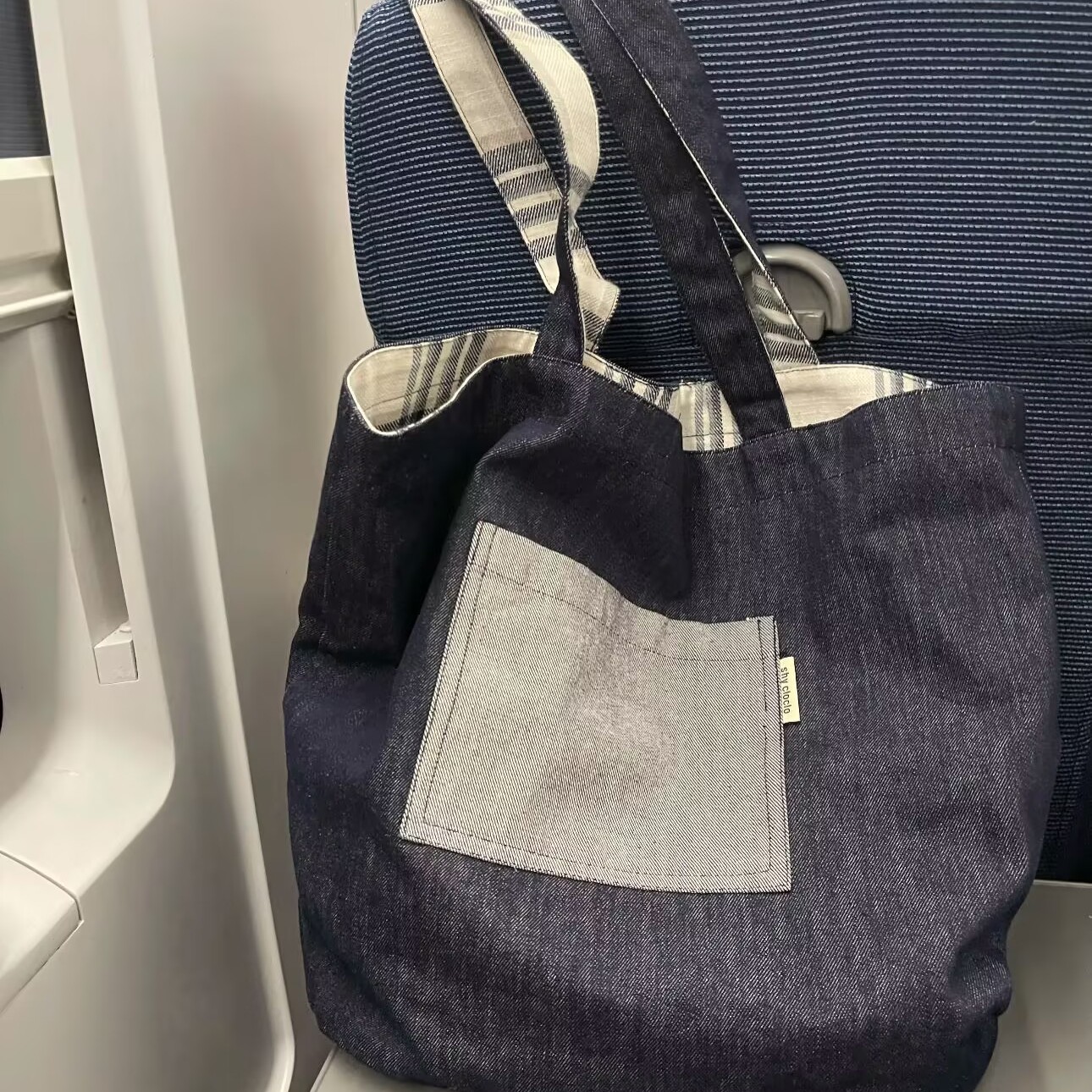 日本正品ins风牛仔格纹双