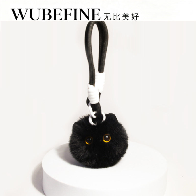 日本可爱毛绒小黑猫书包