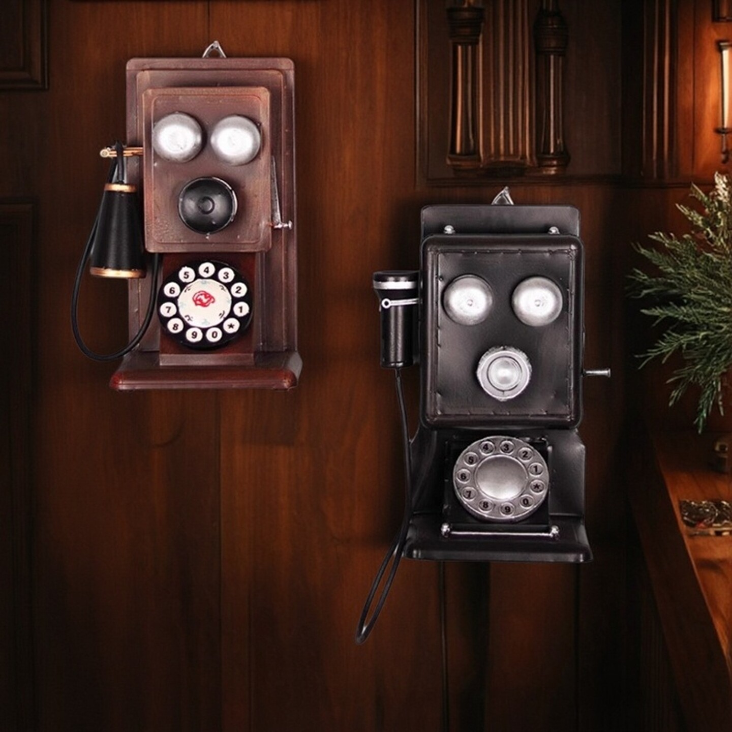 手摇复古电话机模型摆件壁挂机古董转盘座机民国怀旧老物件道具