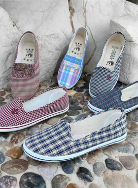 鲁泰女鞋春季圆头淑女鞋浅口轻便防滑一脚蹬妈妈鞋帆布工作休闲鞋