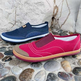 山东鲁泰女帆布鞋浅口圆头休闲纯色透气防滑一脚蹬舒适工作妈妈鞋