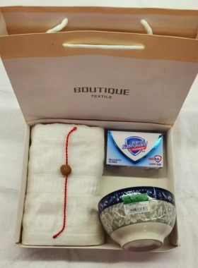 南京老人去世竹纤维毛巾香皂寿碗礼盒白喜事回礼礼品毛巾肥皂套装