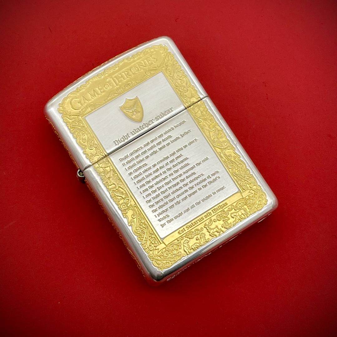 ZIPPO正版防风煤油打火机 蚊版纯银盔甲鎏金冰与火之歌权利的游戏