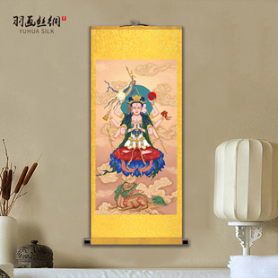 斗姥元君神像丝绸画卷轴画玄关道场供奉农村堂屋装饰丝绸卷轴挂画