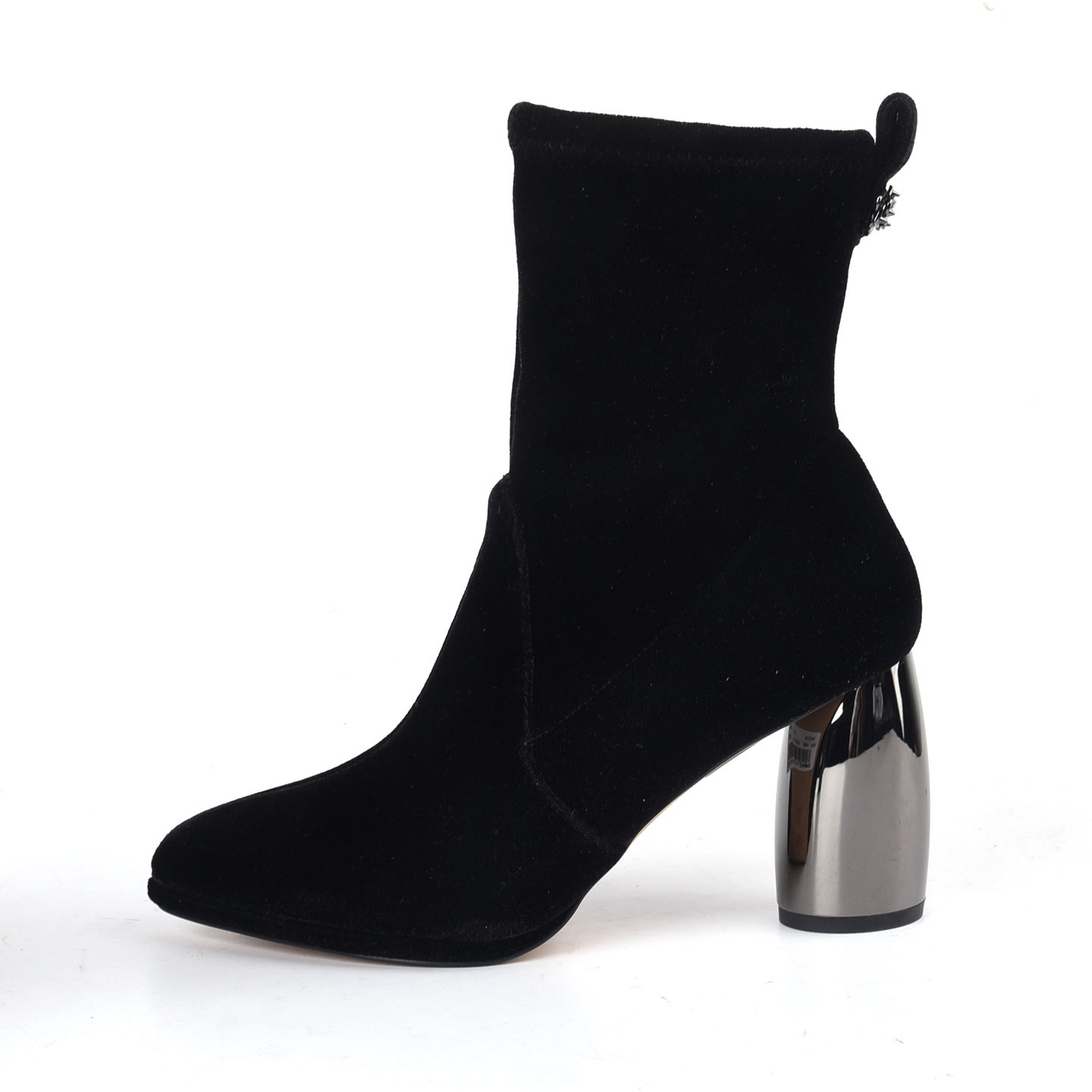 恋尚萝莎黑色粗跟高跟女中靴短靴