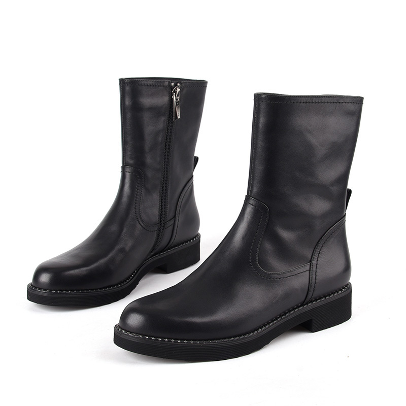 莱尔斯丹头层牛皮秋冬烟筒靴中靴