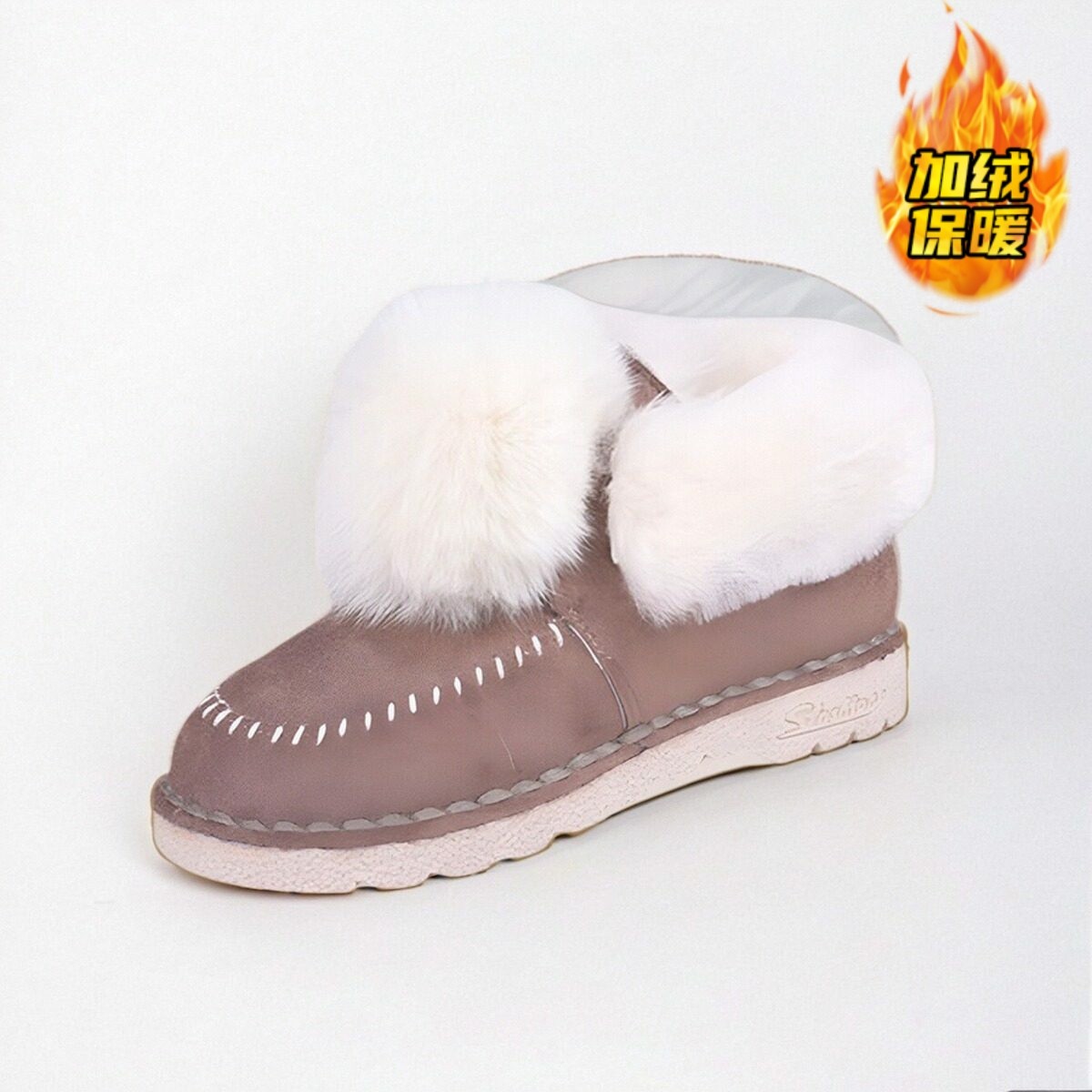 34-40ZUSE折扣女冬季加绒保暖平底防滑一脚蹬懒人豆豆棉鞋毛毛鞋,女鞋,乐福鞋（豆豆鞋）,淘宝优惠券,粉丝福利购,淘宝优惠卷