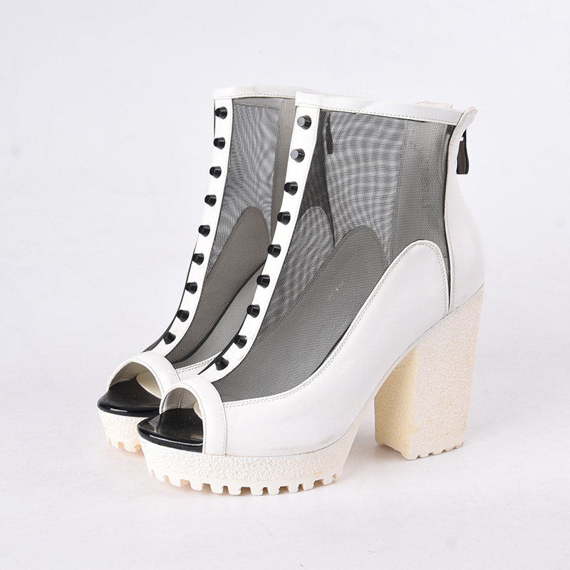 足色现货新款真皮高跟鞋