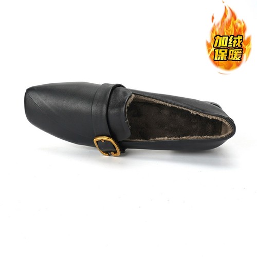 头层牛皮ZUSE方头低跟女深口女鞋