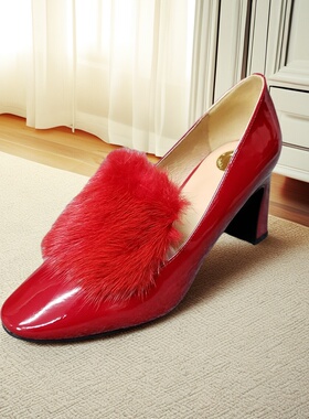 34-40ZUSE折扣女冬季加绒保暖平底防滑一脚蹬懒人豆豆棉鞋毛毛鞋