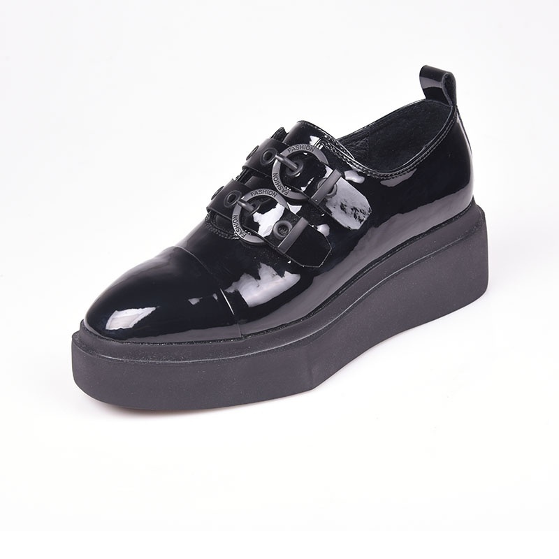 专柜正品真皮厚底小皮鞋日系