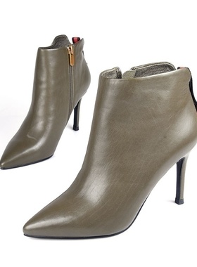 34-38胎牛皮Diduo红色婚靴专柜高跟女秋冬性感短靴细跟尖头防水台