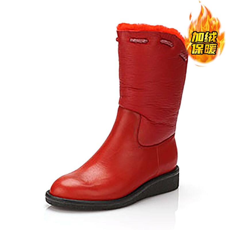 皮毛一体ZUSE红色加厚雪地靴