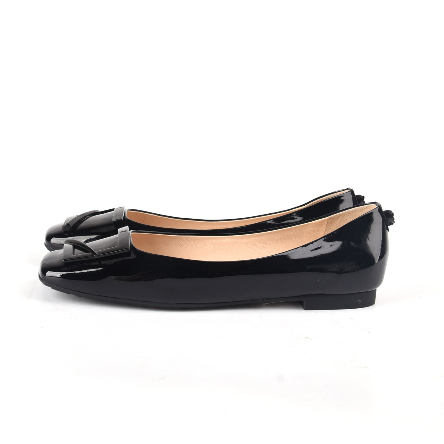 牛漆皮 35- 恋尚萝莎Linea Rosa 黑色方头女平底浅口方扣单鞋女鞋