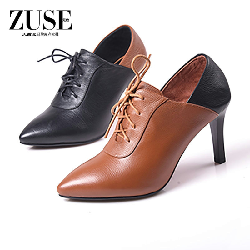 秋冬季高跟尖头细带弹力中筒女鞋