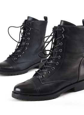 头层牛皮34-37莱尔斯丹le saunda女短靴马丁靴女系带短筒机车靴子