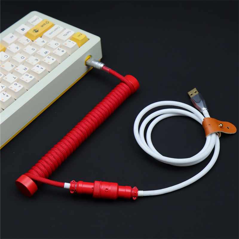 玩物有志纯手工客制化键盘线带固线杆航插线机械键盘弹簧线红白机