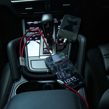 玩物有志一拖二车载快充编织弹簧数据线100W适用苹果1714华为安卓