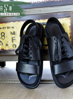 欧美T台走秀真皮沙滩男凉鞋街头个性平跟走秀鞋时尚潮流男鞋82049