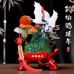 松鹤延年摆件父母长辈老人生日礼物高档贺寿礼品客厅电视酒柜装饰