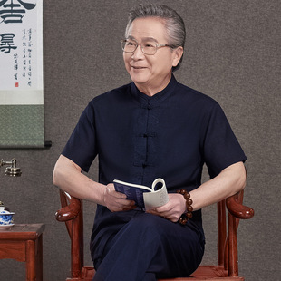 冰丝亚麻套装 男夏季 薄款 中国风爸爸夏装 新款 2025夏季 中老年唐装