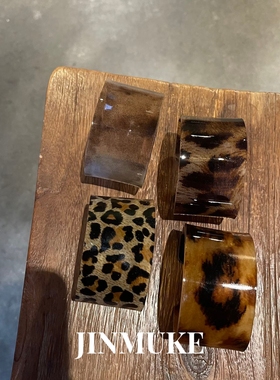 JINMUKE韩国进口个性宽边豹纹系列时尚宽手镯手环新品