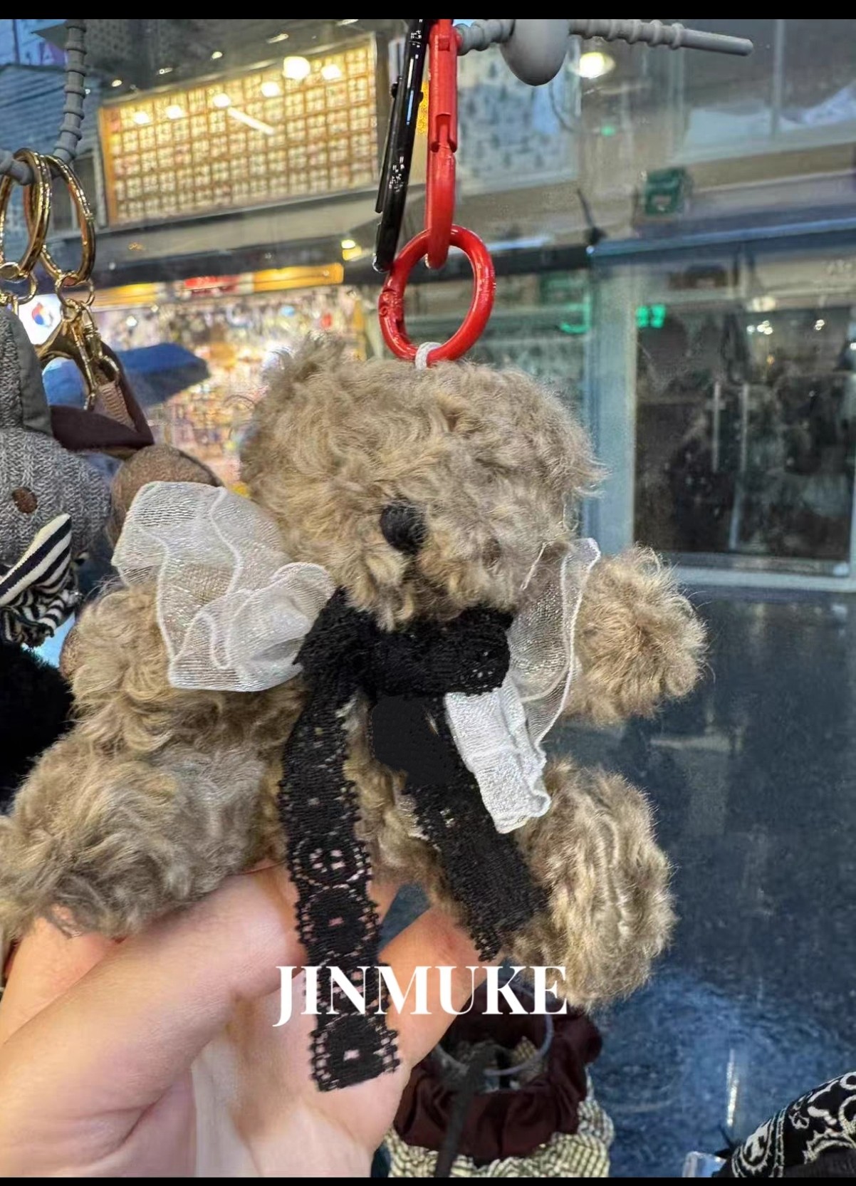 JINMUKE韩国进口东大门饰品新款可爱毛绒小熊挂件钥匙扣包挂件