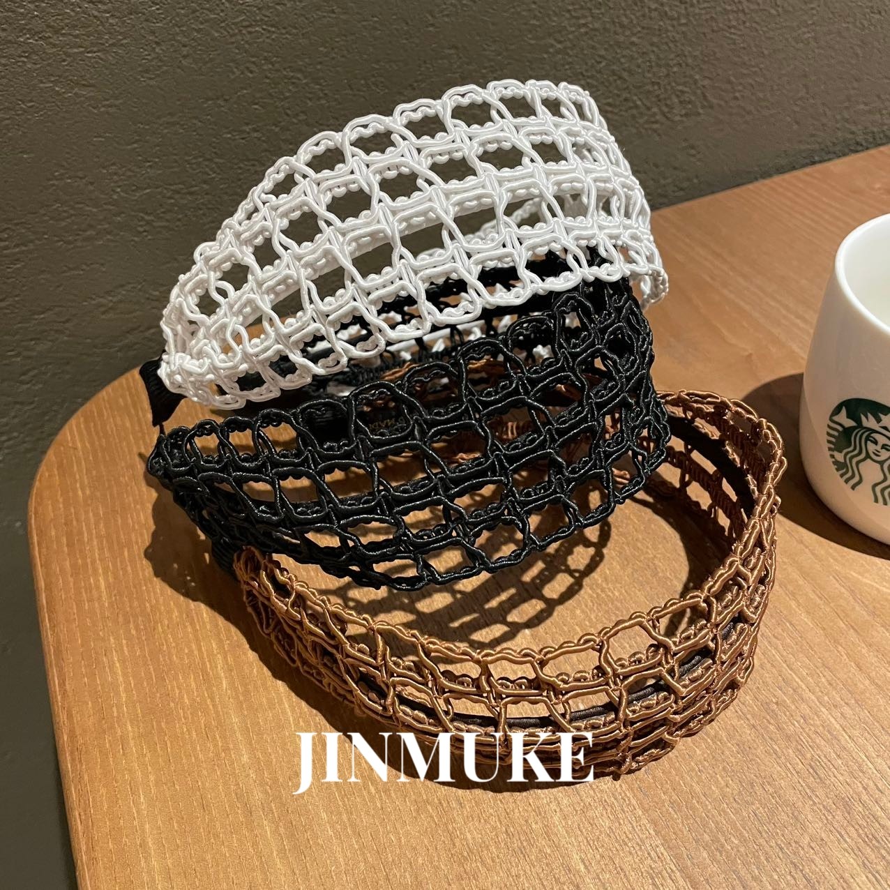 JINMUKE韩国进口发饰头饰简约百搭气质镂空编织宽发箍发卡新品