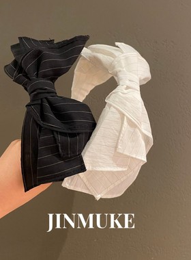 JINMUKE韩国进口发饰头饰新条纹蝴蝶结气质甜美多层发箍头箍发卡