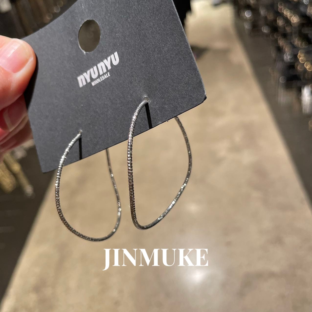 JINMUKE韩国进口耳饰品新款气质百搭金属圈圈扭曲不规则耳环耳钉