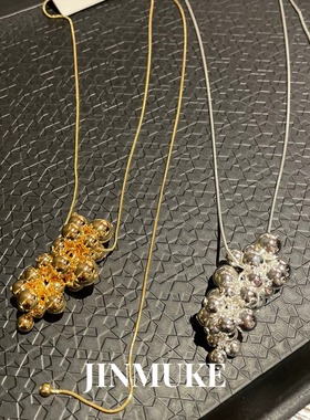 JINMUKE韩国进口时尚首饰品串珠可调节项链毛衣链新品