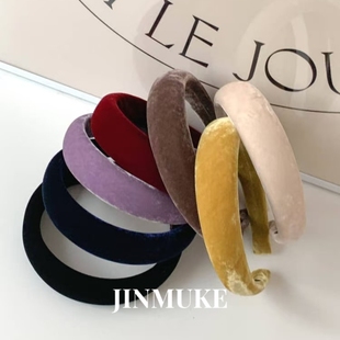 JINMUKE韩国进口秋冬丝绒细腻高品质垫高颅顶立体感发箍压发发卡