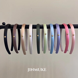 JINMUKE韩国进口发饰头饰春夏新款 小金标细绸缎发箍头箍新品