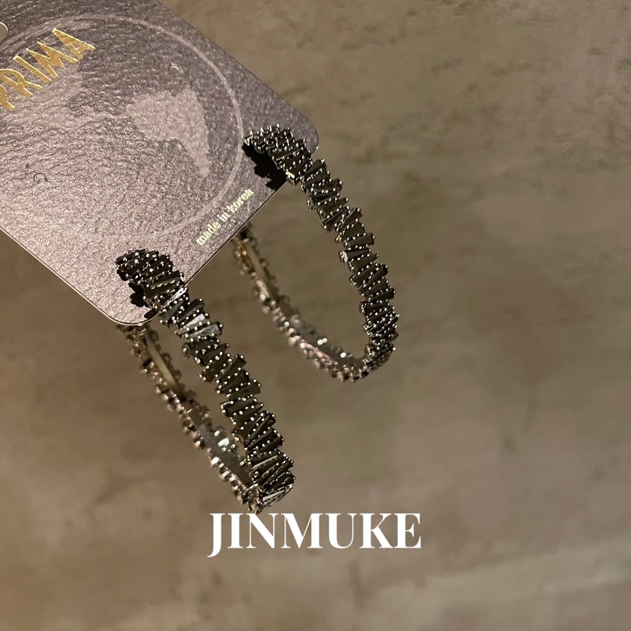 JINMUKE韩国进口耳饰品新款气质百搭黑色圆圈钻圈耳钉耳环