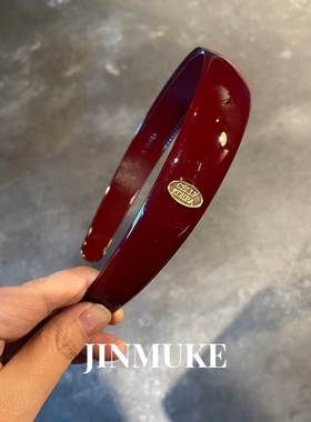 JINMUKE韩国进口发饰头饰宽边金标celly气质深红色发箍头箍发卡新