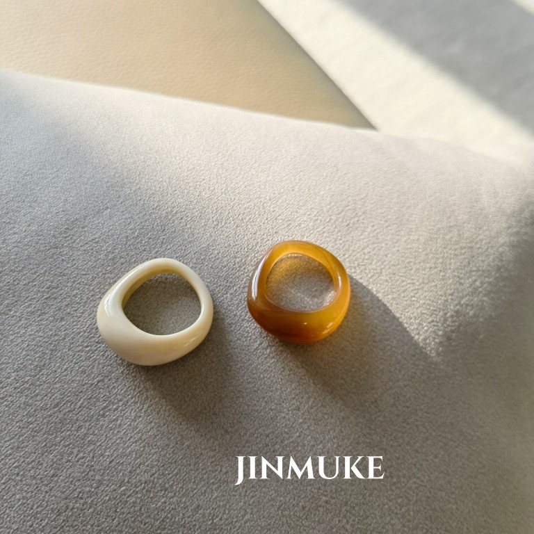 JINMUKE韩国进口首饰品 小众几何复古不规则圆戒指指环