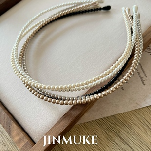 JINMUKE 韩国进口发饰百搭细简约珍珠不勒头发箍头箍发卡新品