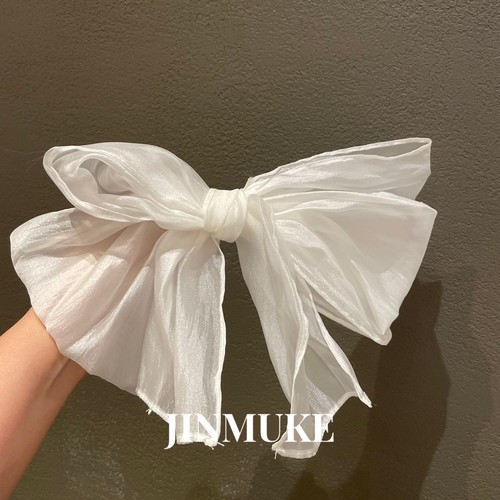 JINMUKE韩国进口发饰头饰新款气质百搭网纱夸张蝴蝶结发夹弹簧夹