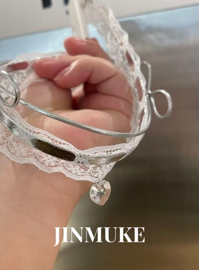 JINMUKE韩国进口首饰品气质蕾丝蝴蝶结甜美淑女多层项链锁骨链