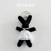 JINMUKE韩国进口配饰蕾丝裙可爱黑色小兔子钥匙扣包包挂件新品