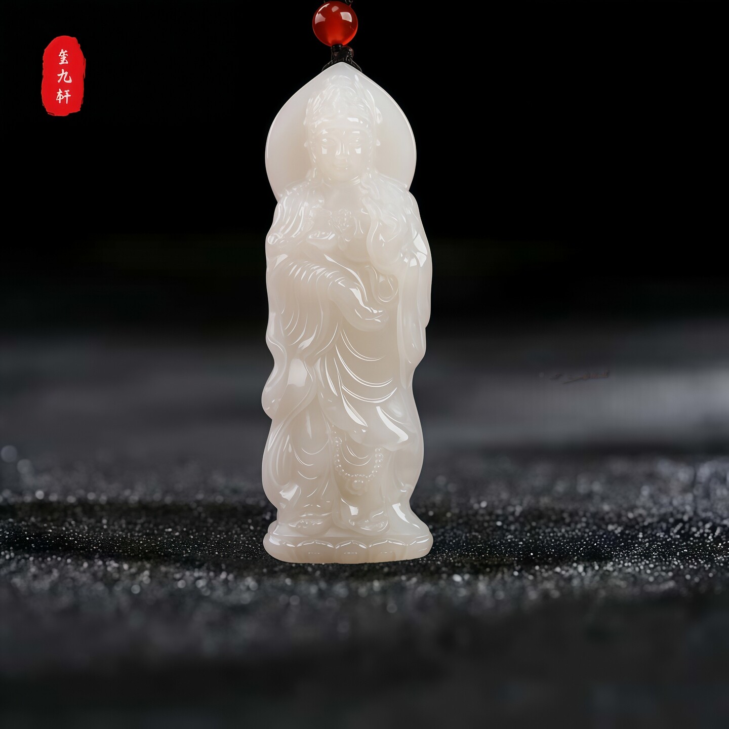 和田玉观音吊坠男款烟青灰色菩萨天然高级感玉石平安玉佩项链挂件
