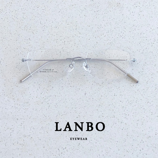 超轻钛架6.1g不规则方框近视眼镜男小脸复古银色无边框可配近视女