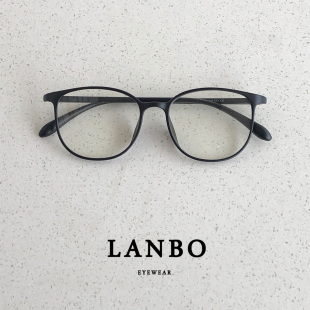 新款 复古文艺椭圆形6.7g近视眼镜框女大脸素颜镜架超轻tr90黑色男