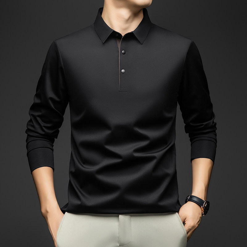 新款男式拉丁舞服弹力长袖翻领上衣摩登舞国标练功服舞蹈训练T恤