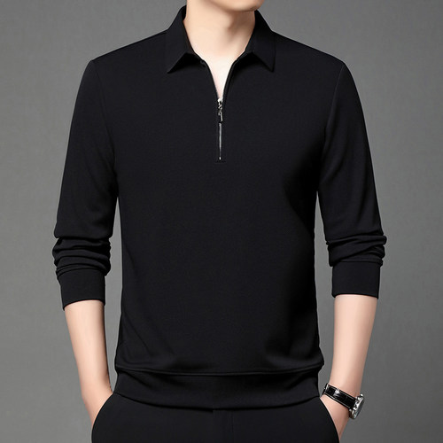 男士国标舞服摩登拉丁比赛服翻领长袖训练服交谊舞蹈练功服T恤衫
