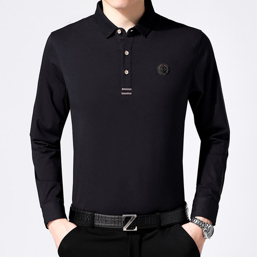 秋冬男式拉丁舞上衣长袖翻领弹力训练服国标摩登华尔兹舞蹈练功服