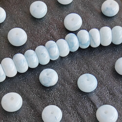 天然陶瓷感蓝白石算盘珠圆润隔片
