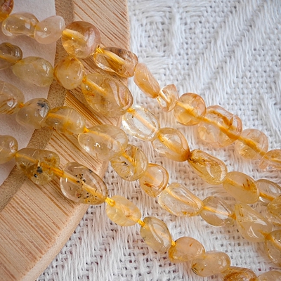 天然黄水晶金发晶随行散珠