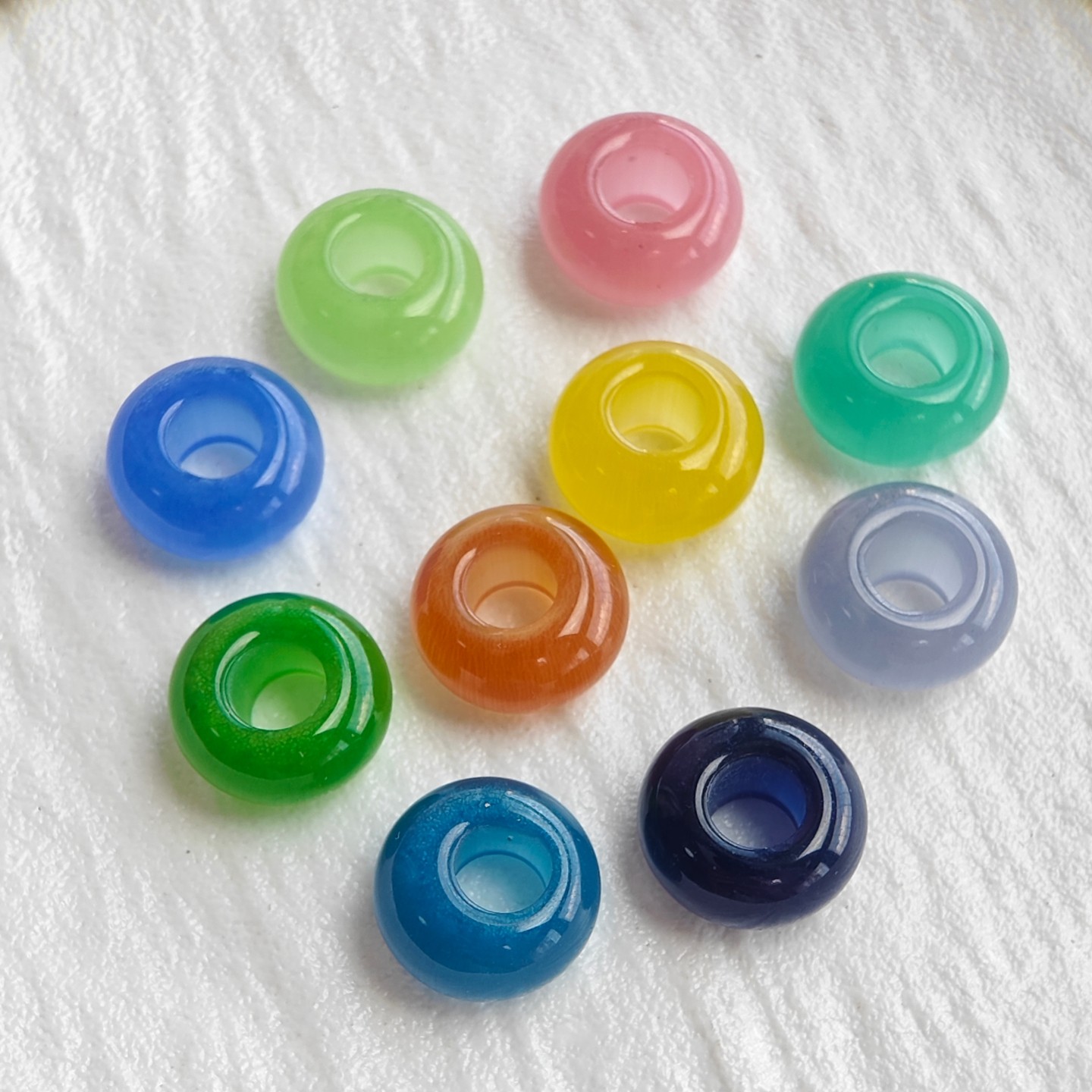 彩色猫眼琉璃大孔径算盘珠